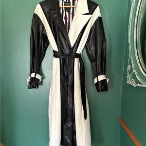 Forever 21 Beetlejuice Black and White Trench Coat with Bold Color Blocking
